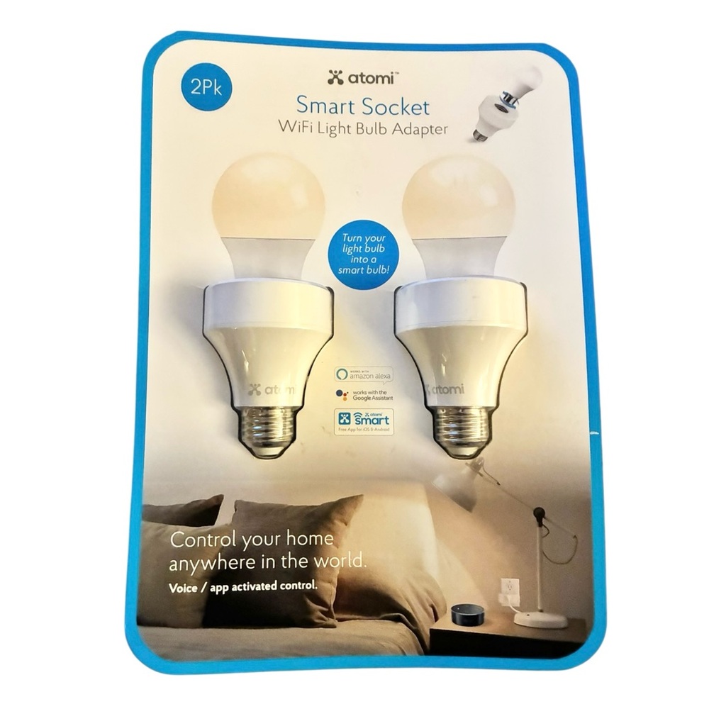 ✨ NIB Atomi Smart Socket WiFi Light Bulb Adapter 2PK‎